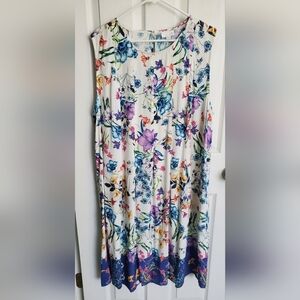 J. Jill Colorful Floral Size 3X Sleeveless Midi Dress Springtime Easter